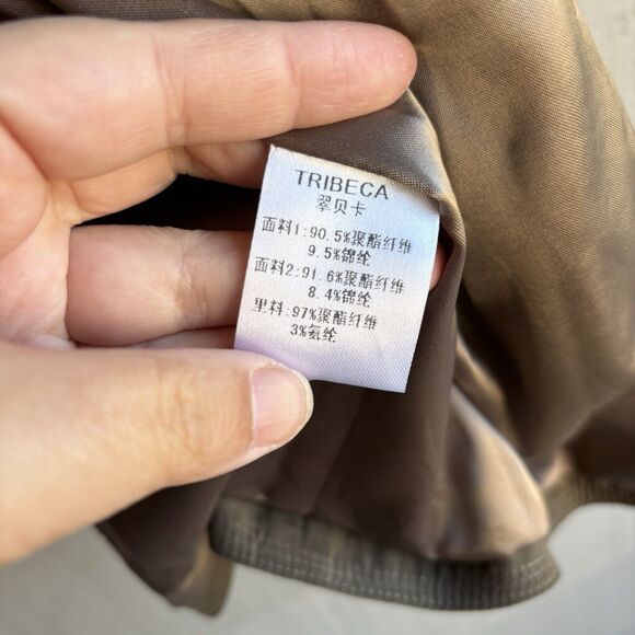 Tribeca Double Breasted Green & Dark Blue Trench Jacket Long Coat Woman Sz M - Picture 10 of 10